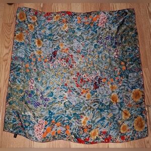 EUC Vintage Gustav Klimt Flower Garden Floral Hand Rolled Silk XL Scarf Wrap
